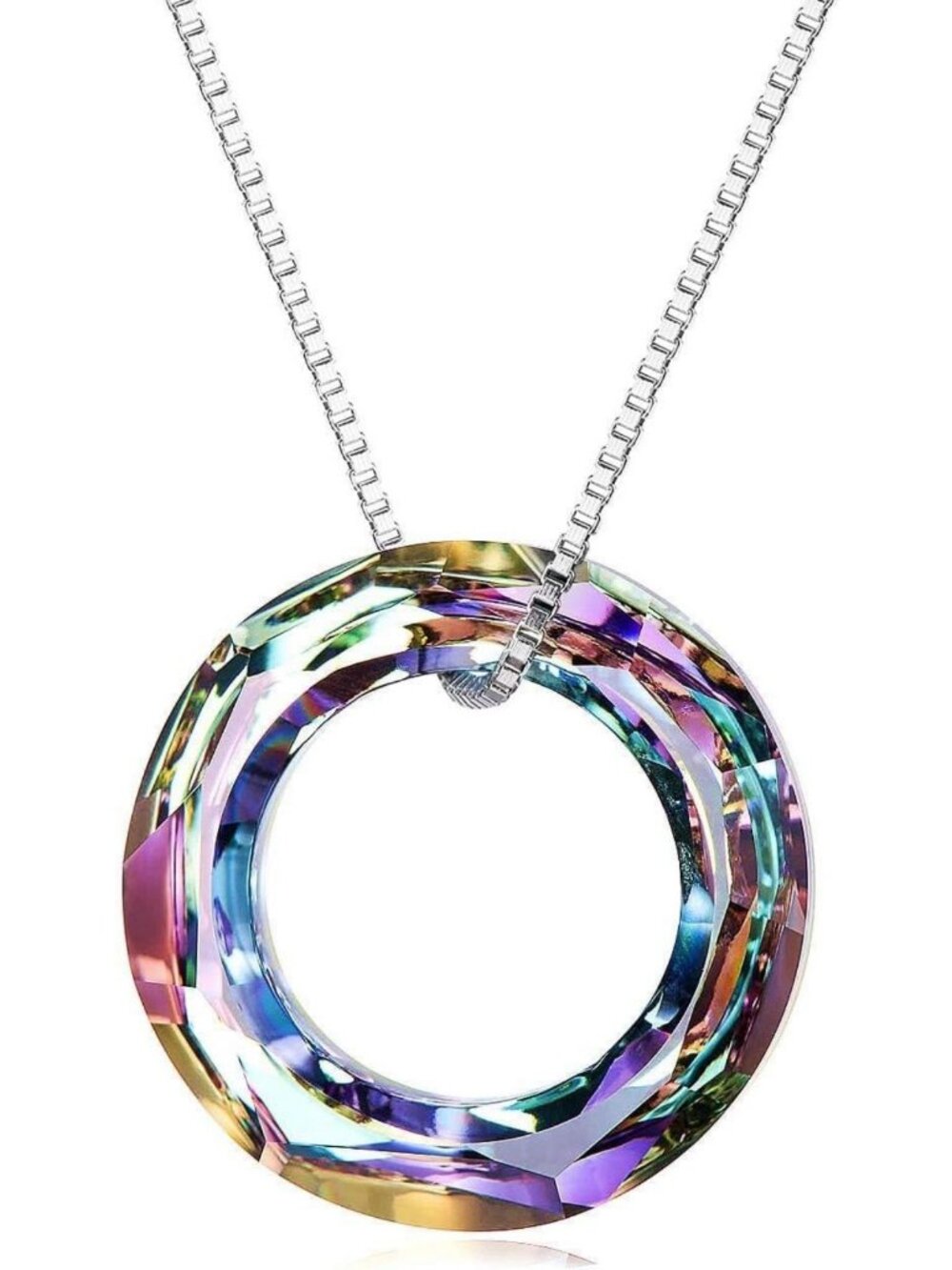 Elegant Circle Crystal Necklace | 925 Sterling Silver | Healing Gift for Her